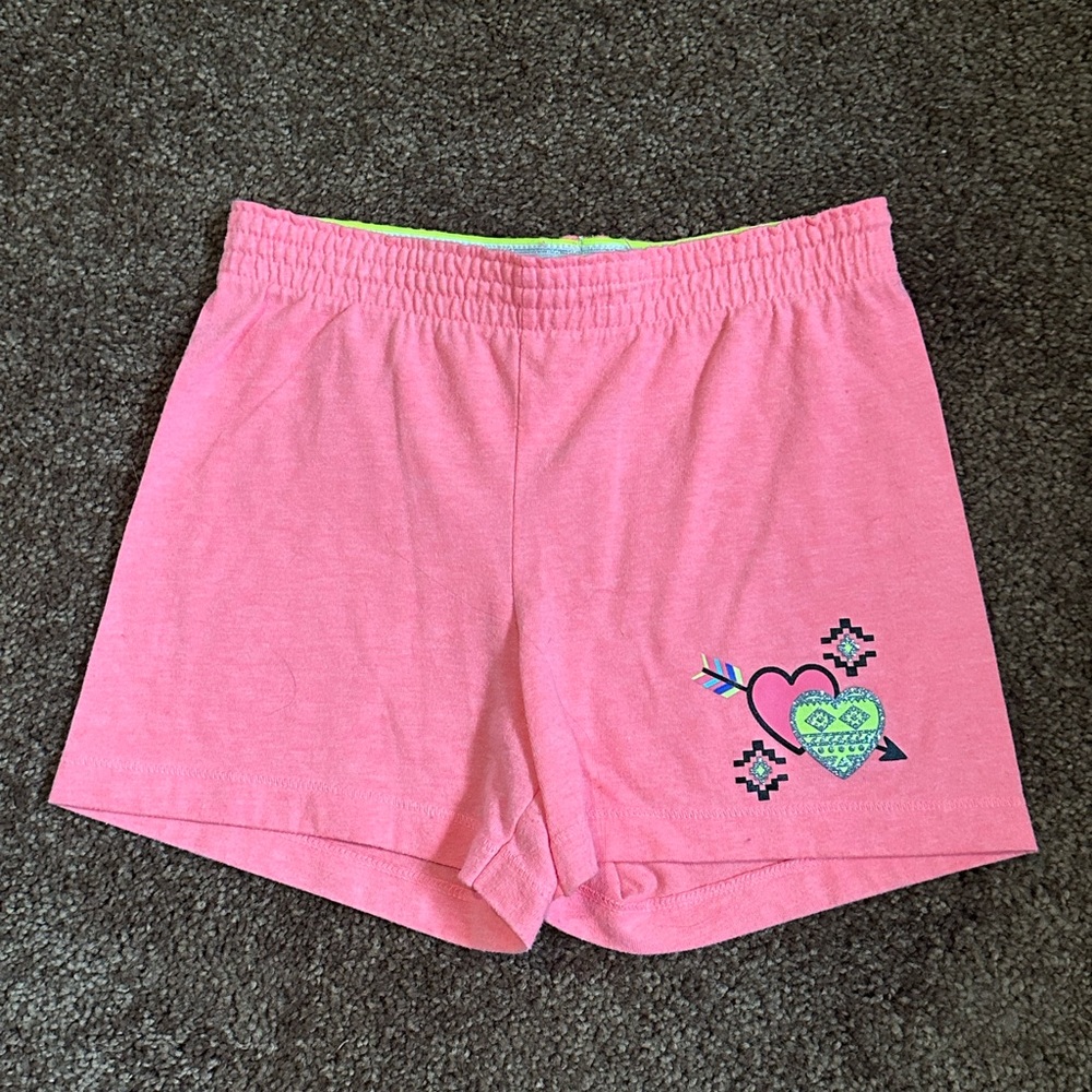 Faded Glory Coral Shorts with Heart and Arrow Design